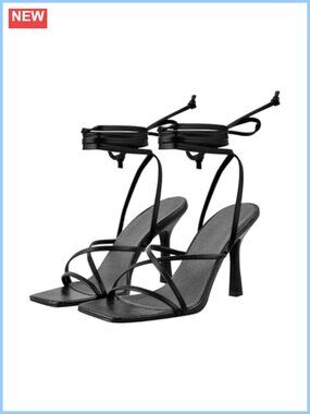 Strappy Lace Up Stiletto High Heels Sandals 3.5" Heel